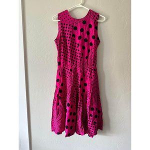 Vintage 80s pink/black polka dot dress